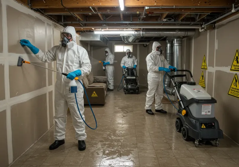 Basement Moisture Removal and Structural Drying process in Goodwater, AL